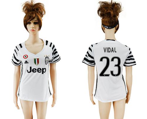 Women's Juventus #23 Vidal Sec Away Soccer Club Jersey